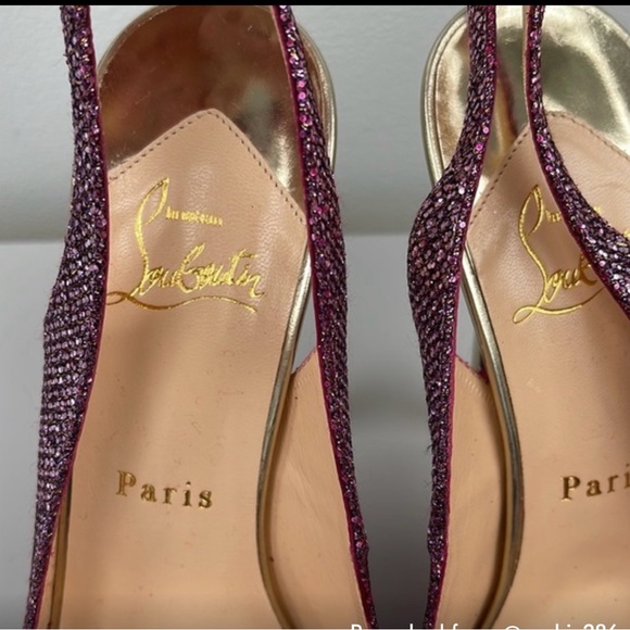 Authentic CHRISTIAN LOUBOUTIN glitter heals pink gold  SIZE 38 (8US) sling back - Picture 7 of 11